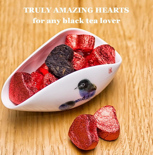 Jinglong Tea Factory Puerh Tea Mini Cakes, 20 Pcs, Ripe Pu-erh Heart Shaped Mini Tuocha (3.6 Ounce)