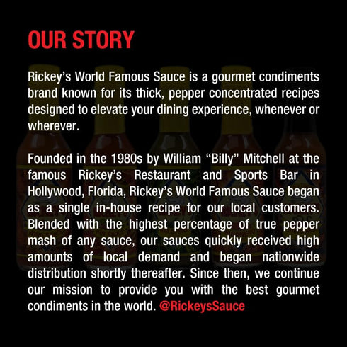 Pack, 3-Bottle Set RICKEY'S Spicy Lover's Gourmet Hot Sauce of Original, Habanero, and Phantasma Flavors