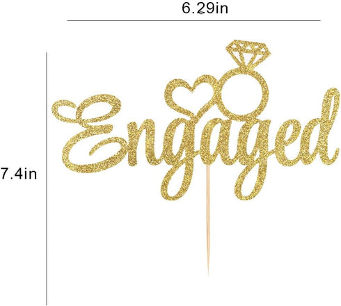 Engaged Cake Topper for Engagement Wedding Party Decorations Supplies