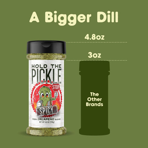 Hold The Pickle Spicy Dill Pickle Seasoning, 4.8 oz - Great for Popcorn & Cooking, Vegan & Kosher
