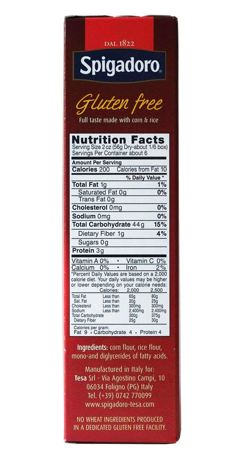 Spigadoro 340 12 Pack 4 Fusilli Gluten-Free Italian Pasta | Gram | Ounce |