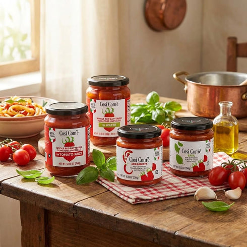 (12.354 oz) 350 100% Cosi Come - Datterino Red Tomatoes Unpeeled in Water, Datterini Tomatoes in water g, Low-acid, No