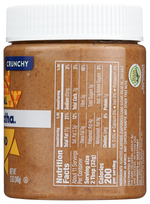 12 oz (Pack 3) MaraNatha Natural Almond Butter Crunchy No Stir