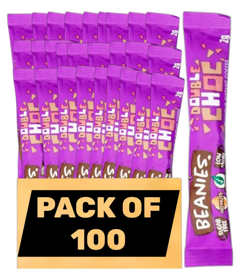 Beanies Double Chocolate Flavoured Instant Coffee Sticks (Pack of 100 Single Serve