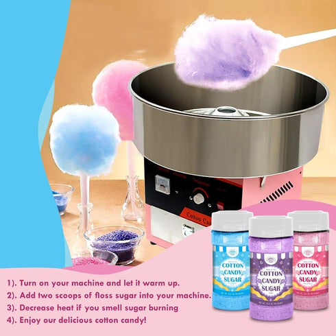 Under the Sun Products Package Grape)-8.5oz 50 Cotton Candy Floss Sugar of ct-(Pink Vanilla, Blue Raspberry & Each