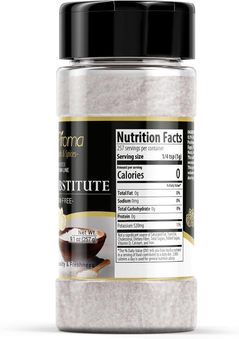9.1 oz, GranAroma Sodium-Free Salt Substitute, Potassium Chloride, Salty Taste, Sodium-Free