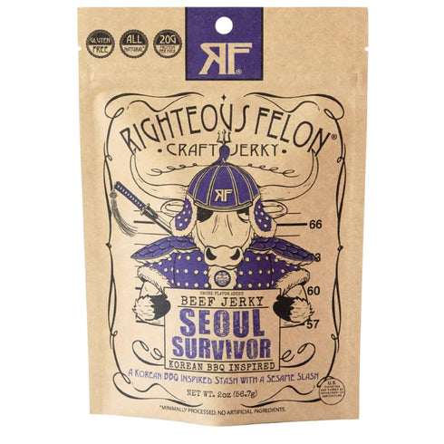 Righteous Felon Beef Jerky - Seoul Survivor Jerky - Gluten-Free Snacks -