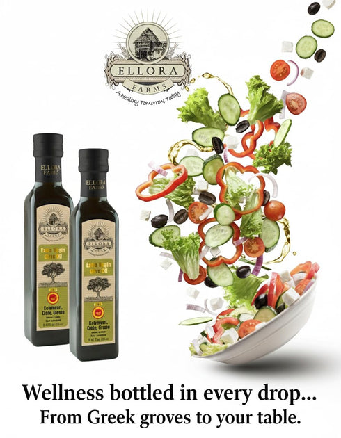 8.5 oz. Pack 2 Ellora Farms, Greek Extra Virgin Olive Oil, Certified Single Estate PDO, Traceable, Kosher Glass