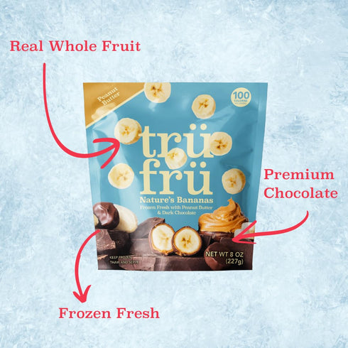Frozen 8 Tru Fru, Bananas Peanut Butter Dark Chocolate, Ounce