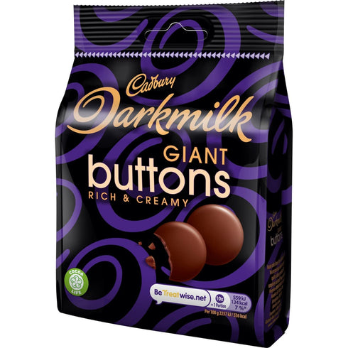 Cadbury 90g (Pack 10) Darkmilk Giant Buttons Rich & Creamy Bag