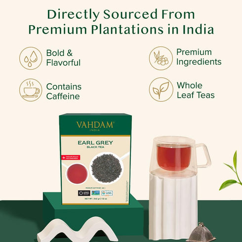 170+ (340g/12oz) 100% VAHDAM, Earl Grey Tea Loose Leaf Cups Citrusy & Delicious Black Tea blended with Natural Oil
