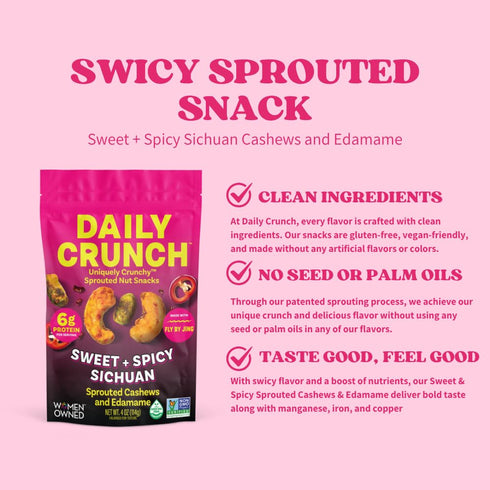4oz (2 Pack, Daily Crunch Sprouted Cashews and Dehydrated nuts for a Unique Crunch, Keto Friendly, Non-GMO Zero Seed