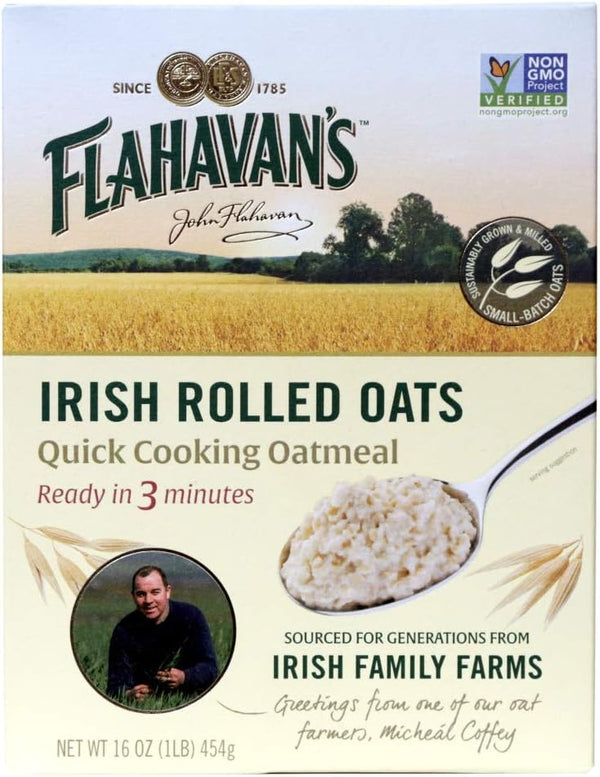 Flahavans Irish Rolled Oats, 16 Ounce. Quick Cooking Oatmeal, Ready in 3