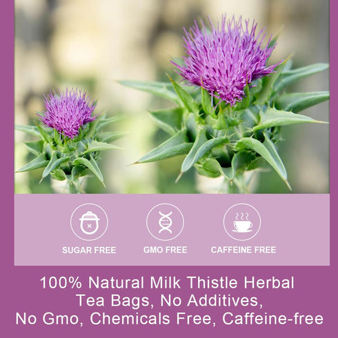Immune 30 Milk Thistle Tea - Organic Milk Thistle Herbal Tea Bags for Liver Cleanse, Antioxidant and Support, Caffeine