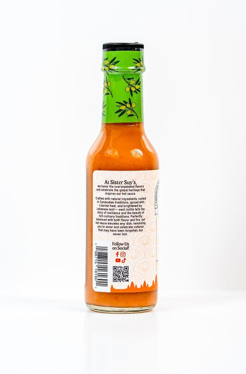Sister Suy's 5 oz Sister Suys Heritage Heat Hot Sauce Water, Pineapple, Vinegar, Palm Sugar, Olives, Garlic, Fish