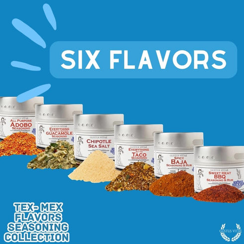 6 Packed, Tex-Mex Flavors Seasoning Collection | Authentic Small Batch | Tacos, Burrito, Enchiladas, Fajita, BBQ, Air