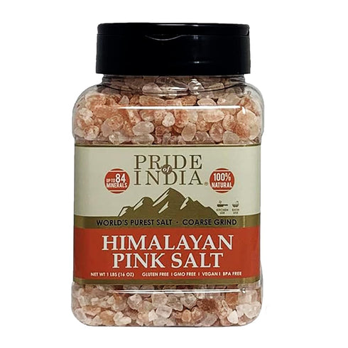 Pride Of India Dark Himalayan Pink Salt Crystals, Coarse 4-5mm, 1 Pound Dual Sifter Jar
