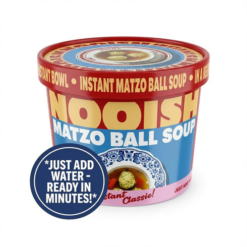 (4 pack) NOOISH Instant Matzo Ball Soup | Kosher, Pareve, Vegetarian | Just add water, ready in minutes | Clean