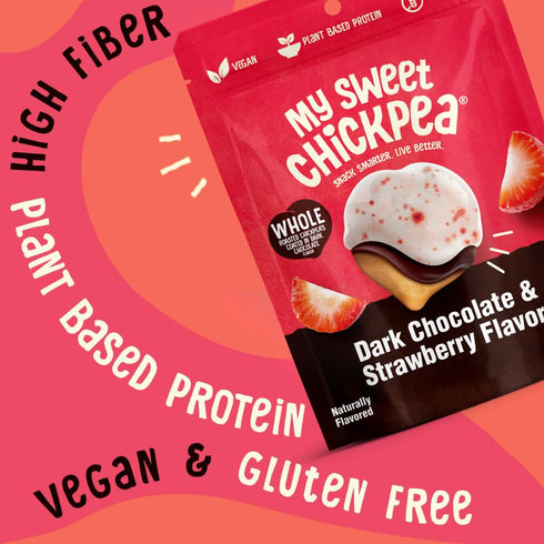 My Sweet Chickpea (2x5oz). Dark Chocolate & Strawberry Flavor Covered Chickpeas Crunchy & Light Sweet Snack
