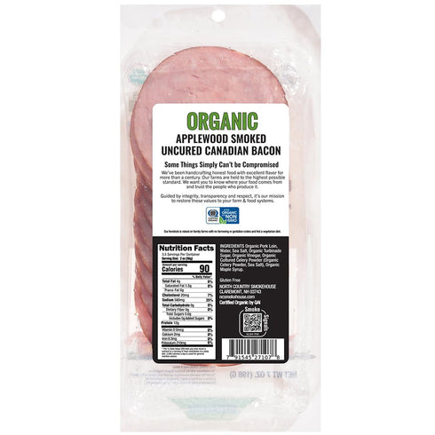 North Country Smokehouse 7 oz , Organic Uncured Canadian Applewood Smoked Bacon