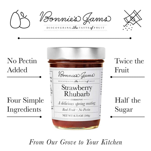 17.5 oz, (2-Pack) Bonnie's Jams Strawberry Rhubarb Jam, Made with Fresh Rhubarb and Strawberries, Twice the Fruit-Half