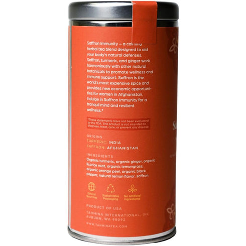 Immunity 12 36 (1 Pack) Tahmina Saffron Caffeine Free Tea: Calming Turmeric and Ginger with Saffron, Biodegradable