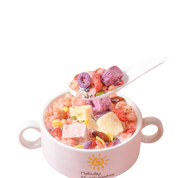 TEAERPKLAE Instant nutritious breakfast oatmeal Chia Seed Grain Yogurt Peach Cereals 14.1 oz/400g