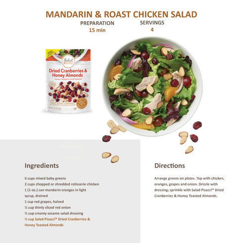 3.5 (3.5 OZ) Bag(Package Salad Pizazz! Almond Toppings, Honey Roasted with Cranberries - Snack Mix and Salad Topping