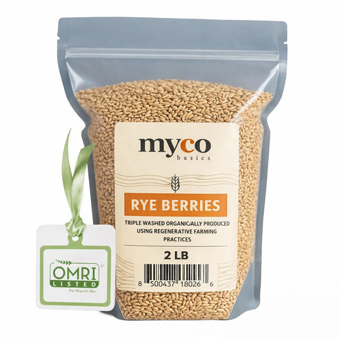 Mycology Basics Bulk Rye Berries - Certified 100% Organic - Extra Clean - Great