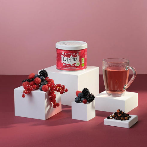 3.5 oz 50 Kusmi Tea - AquaRosa - Organic Herbal Tea with Hibiscus & Berries - Caffeine Free Herbal Tea - Enjoy Hot
