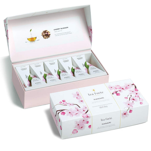 Tea Forte Cherry Blossom Organic Green Tea, Petite Presentation Box Tea Gift Set Sampler with 10 Pyramid Infusers