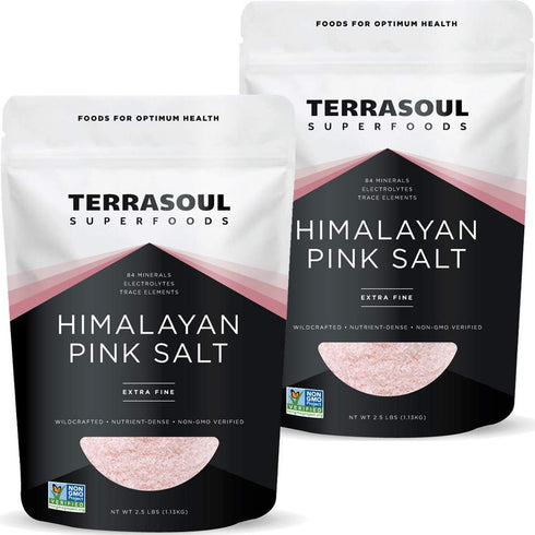 Terrasoul Superfoods Himalayan Pink Salt, 5 Lbs (2 Pack) - Extra Fine