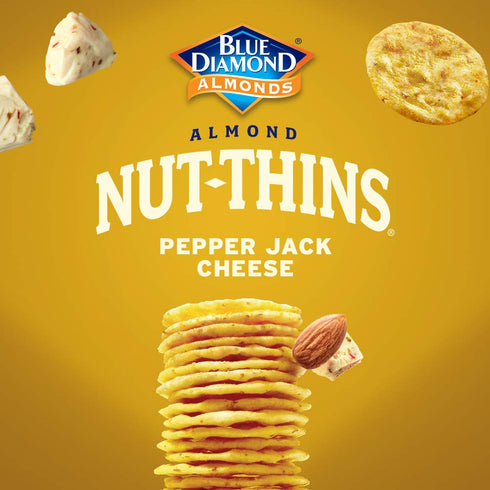 4.25 (Pack 12) Blue Diamond Almonds Nut Thins Cracker Crisps, Pepper Jack Cheese, Ounce