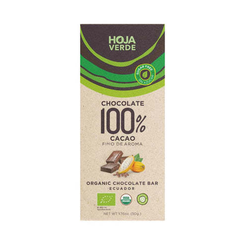 Hoja Verde Dark Chocolate Sugar, Dairy Free Bars, Keto Friendly, Certified Organic