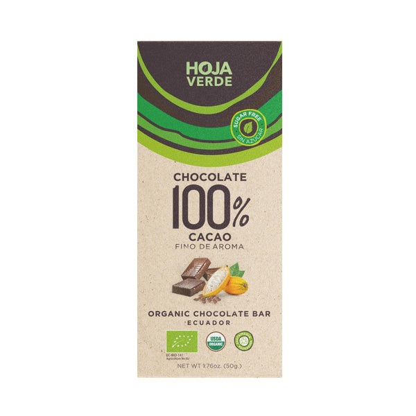 Hoja Verde Dark Chocolate Sugar, Dairy Free Bars, Keto Friendly, Certified Organic
