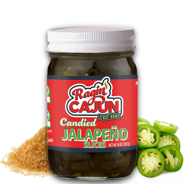 Ragin' Cajun Candied Jalapeo Slices - 14 fl oz Jar, All Natural