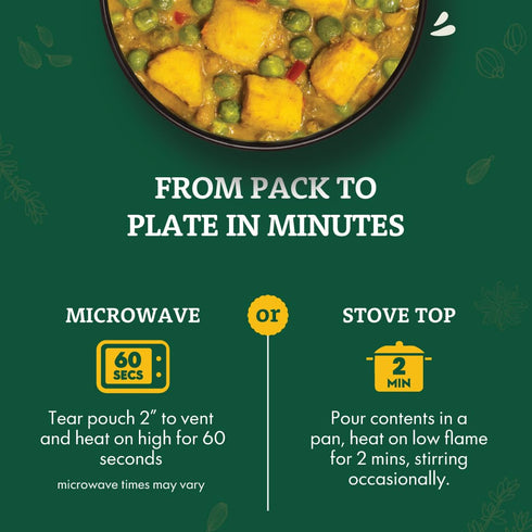 100% 2-285g Pack 6 MTR Curry Delight - Authentic Indian Ready-to-Eat Green Peas & Sweet Potato Curry - Gluten-Free, No