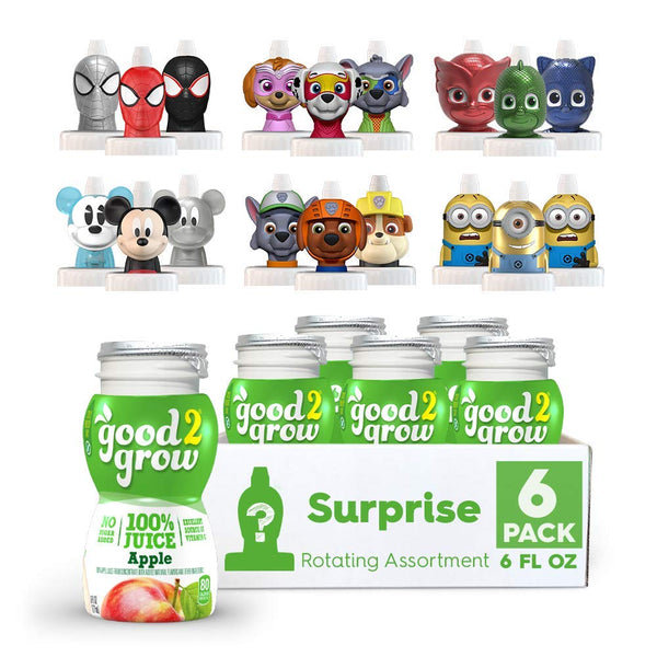 good2grow Surprise Character 6 Pack 100% Apple Juice, Spill Proof Tops, New