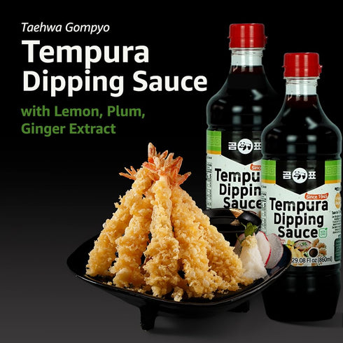 Taehwa GOMPYO Tempura Dipping Sauce Tsuyu Sauce, Soy Dipping Sauce, Korean Dipping Sauce, NON-GMO, Lemon Plum Ginger Extract (29.08 Fl Oz)