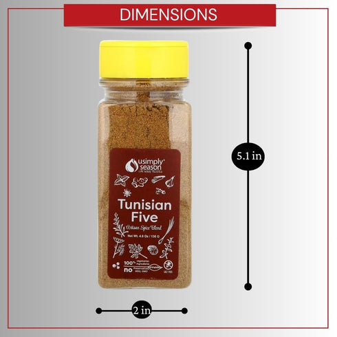 USimplySeason Tunisian Five Spice Blend, Qalat Daqqa, 4.8 oz Jar - Authentic Middle Eastern Spice Mix