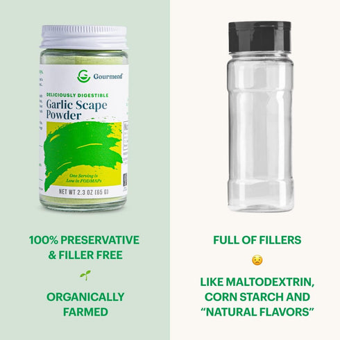 Garlic Scape Powder - 100% Natural, Gluten Free, Monash Certified Low FODMAP, No Fillers or Corn Starch