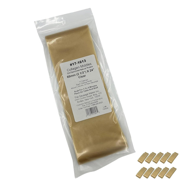 The Sausage Maker 60mm Clear Collagen Casings For Sausage Making - 10