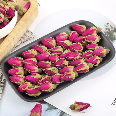 MQUPIN Dried Red Rose Bud Tea, 100% Natural Culinary Food Grade Red Rosebud for Drinking (90g)