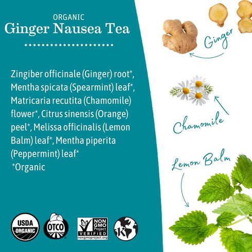 Earth Mama 16 (2-Pack) Organic Ginger Nausea Tea | Comforts Occasional Nausea + Morning Sickness, Teabags Per Box