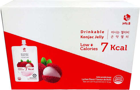 (10 Packs 150ml) 0 7 Packets JELLY B Drinkable Konjac Jelly of - Gram Sugar, Only kcal Each (Lychee)