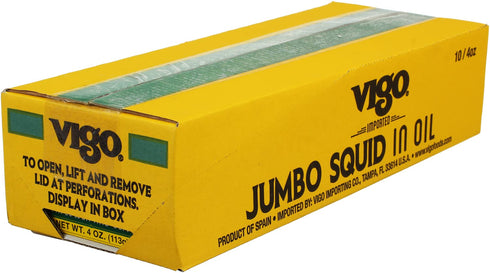 4 (Pack 10)) Vigo Premium Imported Canned Seafood, Specialty Flavored, Perfect for Recipes and Dishes (Jumbo Squid