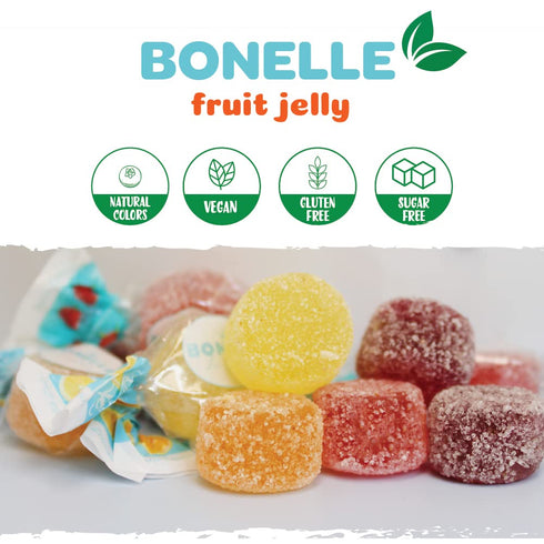 1 Bonelle Sugar Free Fruit Jelly Candy | Pound Bag | Individually Wrapped Sugar Free Candy | Naturally Flavored Dye