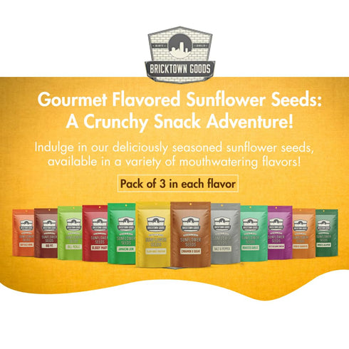 Bricktown Goods 3 Pack 24 oz Salt and Balsamic Vinegar Flavored Sunflower Seeds - - Boldly Seasoned and Roasted