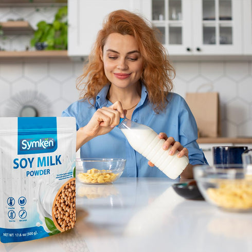 17.6 Oz (500g) SYMKEN Sugar-free Soy Milk Powder | Vegan | High in Protein | Gluten free | Lactose free | Non-GMO |