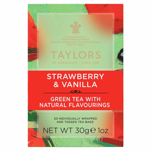 Taylors of Harrogate Strawberry & Vanilla Green Tea, 20 Count, Pack of 1